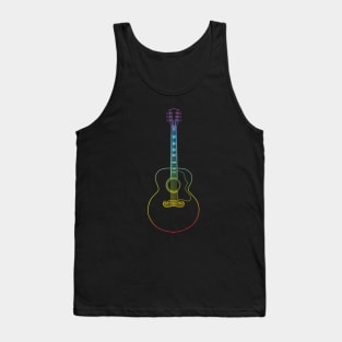 Jumbo Style Acoustic Guitar Colorful Outline Tank Top